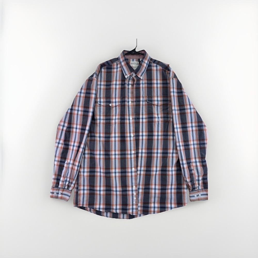 ROPER Western Shirt Mens XL Multicolor Plaid Button Down Long Sleeve